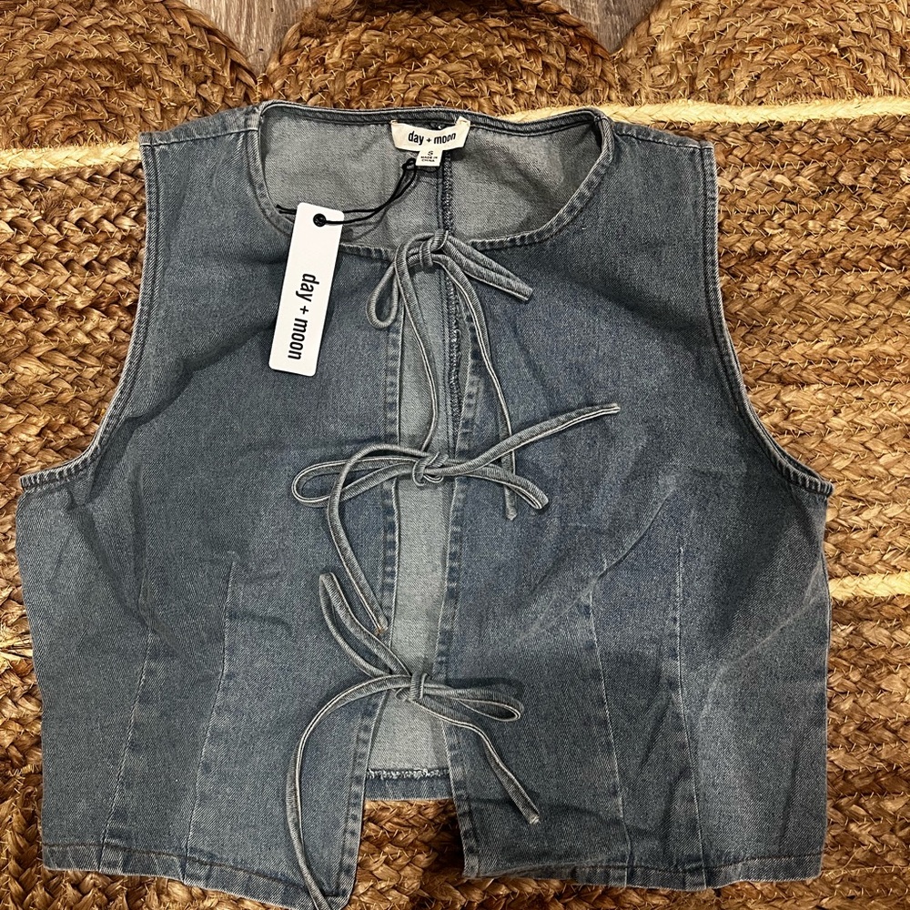 Day + Moon Denim Lace-Up Vest